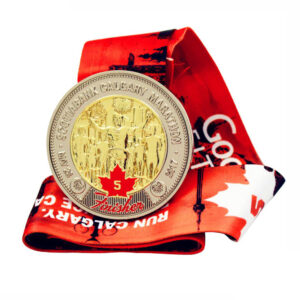 gold supplier design your own kids 5k 10k 21.1k neck lanyard fabric sport marathon finisher medal with ribbon