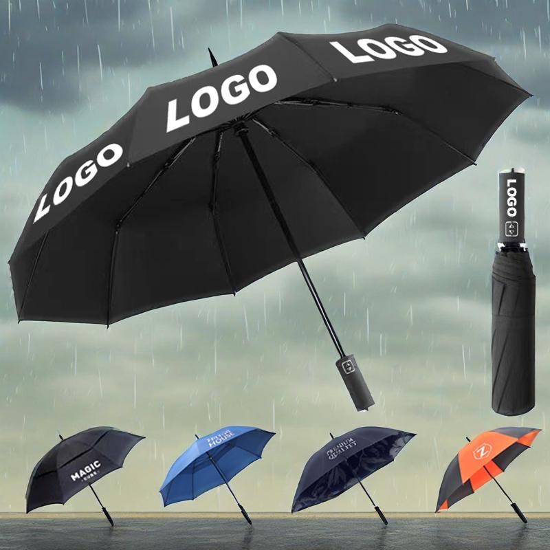print logo promotional semi automatic open close 3 folding 170t pongee travel windproof umbrella for gift with logo vintage