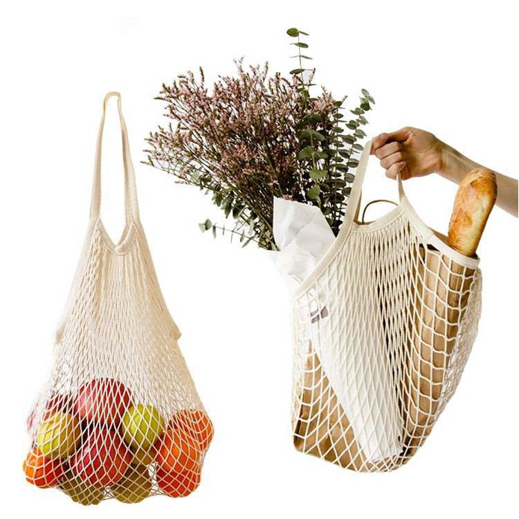 reusable grocery shopping net bag for farmers market mini cotton mesh bags in stock custom mesh tote bag